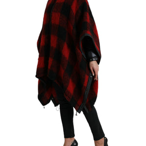 Dolce &amp; Gabbana Elegant Buffalo Check Poncho Jacket