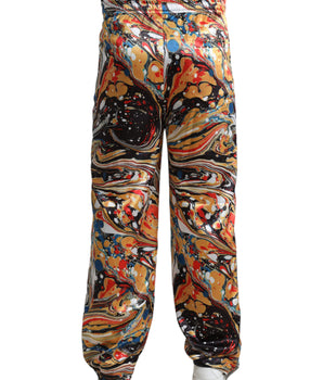 Dolce & Gabbana Multicolor Marble Print Satin Pants