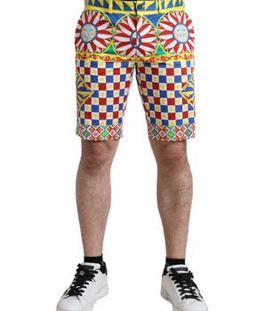 Dolce & Gabbana Multicolor Carretto Print Men Bermuda Shorts