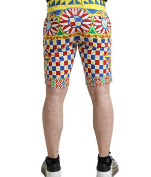 Dolce & Gabbana Multicolor Carretto Print Men Bermuda Shorts