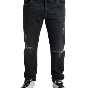 Dolce &amp; Gabbana Elegant Slim Fit Tattered Denim Jeans