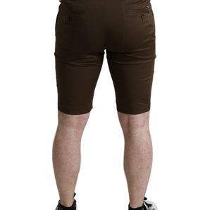 Dolce &amp; Gabbana Chic Brown Bermuda Shorts with Logo Detail