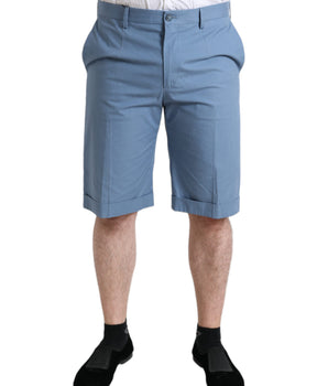 Dolce & Gabbana Sky Blue Cotton Folded Hem Men Bermuda Shorts
