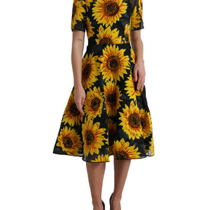 Dolce &amp; Gabbana Vestido midi evasé veraniego con girasoles