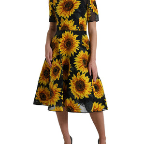 Dolce &amp; Gabbana Vestido midi evasé veraniego con girasoles