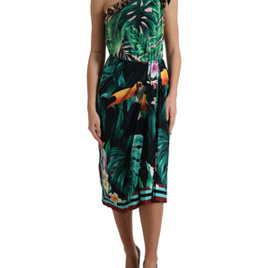 Dolce & Gabbana Tropical Jungle Print One-Shoulder Dress