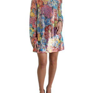 Dolce &amp; Gabbana Elegant Floral Sequined Mini Dress