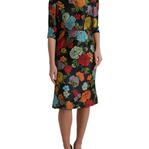 Dolce &amp; Gabbana Elegant Floral Embroidered Pencil Dress