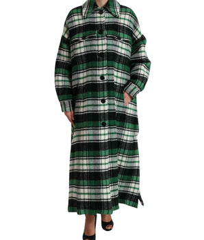 Dolce &amp; Gabbana Elegante abrigo largo a cuadros verdes