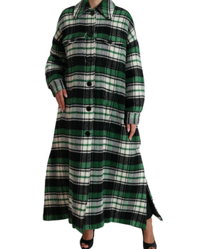 Dolce &amp; Gabbana Elegante abrigo largo a cuadros verdes