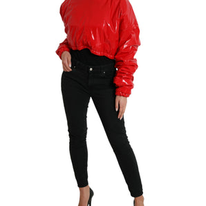 Dolce &amp; Gabbana Chic Shiny Red Cropped Jacket