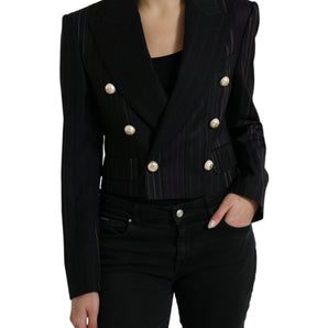 Dolce &amp; Gabbana Elegante blazer de lana con doble botonadura a rayas