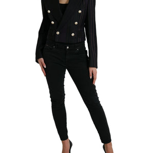 Dolce &amp; Gabbana Elegante blazer de lana con doble botonadura a rayas