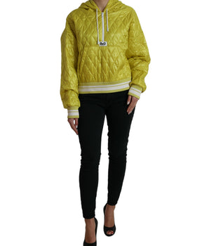 Dolce & Gabbana Yellow Nylon Quilted Hooded Pullover Jacket