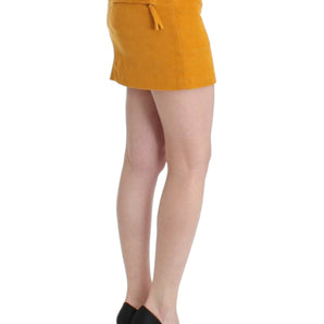 Costume National Chic Yellow Corduroy Mini Skirt