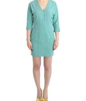 Costume National Elegant Green V-Neck Midi Dress Costume National 