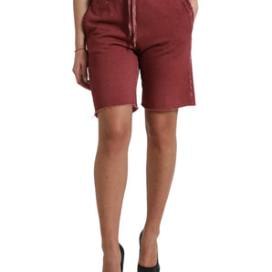 Dolce & Gabbana Chic Maroon High-Waist Designer Sweatshorts