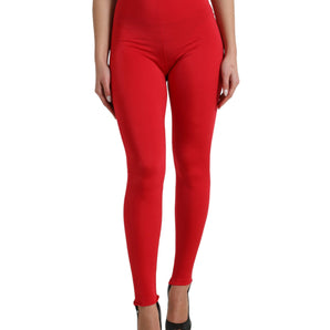 Dolce & Gabbana Elegant High Waist Red Leggings