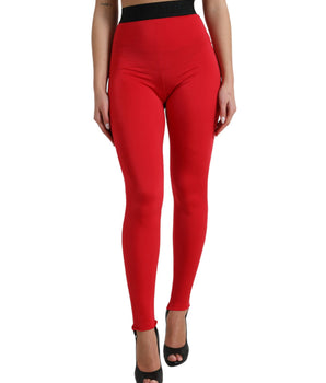 Dolce &amp; Gabbana Leggings rojos elegantes de cintura alta