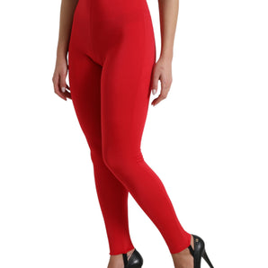 Dolce &amp; Gabbana Elegant High Waist Red Leggings