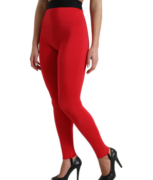 Dolce &amp; Gabbana Leggings rojos elegantes de cintura alta