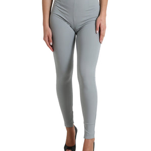 Dolce &amp; Gabbana Elegant High Waist Leggings in Gray