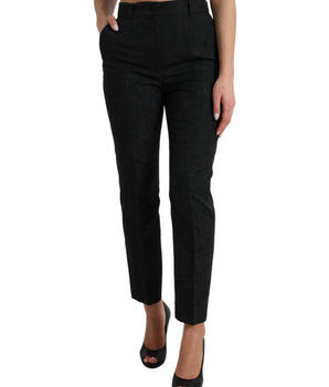 Dolce & Gabbana Black Polyester High Waist Tapered Pants