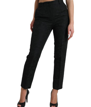 Dolce & Gabbana Black Polyester High Waist Tapered Pants