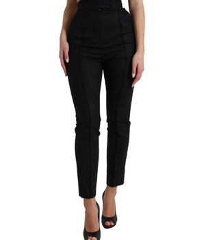 Dolce &amp; Gabbana Elegantes pantalones cónicos de lana con cintura alta