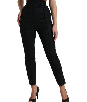 Dolce &amp; Gabbana Elegantes pantalones cónicos de lana con cintura alta