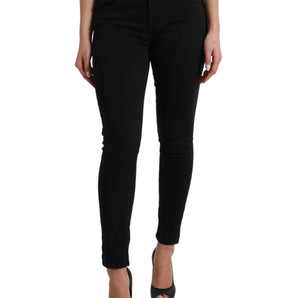 Dolce & Gabbana Elegant Mid Waist Black Skinny Jeans