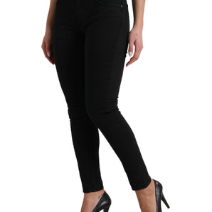 Dolce &amp; Gabbana Elegant Mid Waist Black Skinny Jeans