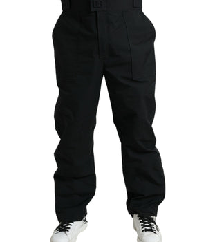 Dolce & Gabbana Black Polyester Logo Straight Pants