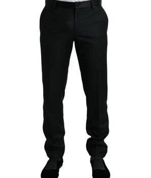Dolce & Gabbana Black Wool Slim Fit Formal Trouser Dress Pants