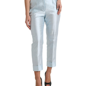 Dolce &amp; Gabbana Chic Sky Blue High Waist Cropped Pants