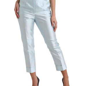 Dolce &amp; Gabbana Chic Sky Blue High Waist Cropped Pants