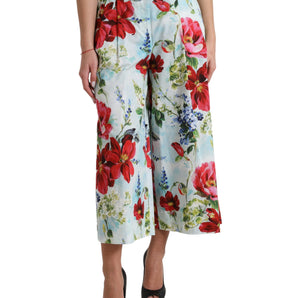 Dolce &amp; Gabbana Floral High Waist Wide Leg Pants