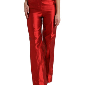 Dolce &amp; Gabbana Elegant High Waist Wide Leg Silk Pants