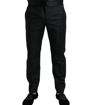 Dolce &amp; Gabbana Black Wool Slim Fit Formal Trouser Dress Pants