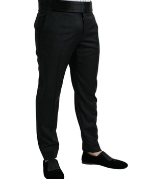 Dolce &amp; Gabbana Black Wool Slim Fit Formal Trouser Dress Pants