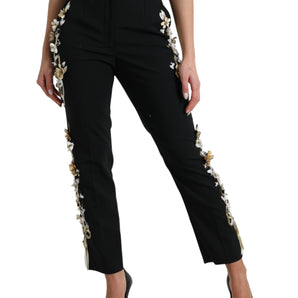 Dolce &amp; Gabbana Elegant High Waist Floral Tapered Pants