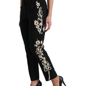 Dolce &amp; Gabbana Elegant High Waist Floral Tapered Pants