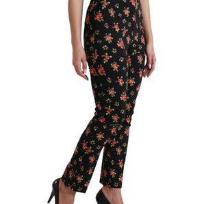 Dolce &amp; Gabbana Elegantes pantalones cónicos florales de cintura alta