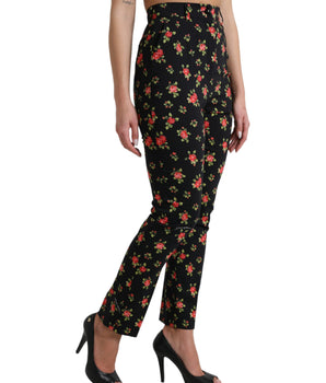 Dolce &amp; Gabbana Elegantes pantalones cónicos florales de cintura alta