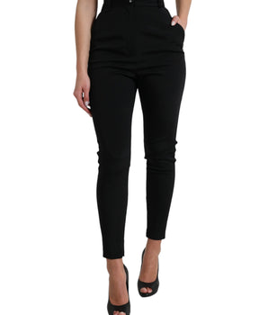 Dolce & Gabbana Black Wool Stretch High Waist Skinny Pants