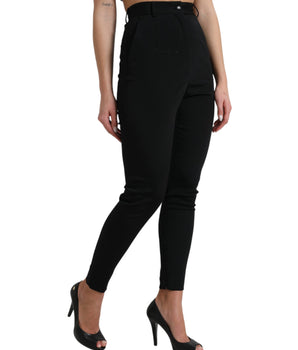 Dolce & Gabbana Black Wool Stretch High Waist Skinny Pants