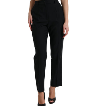 Dolce & Gabbana Black Wool High Waist Straight Pants