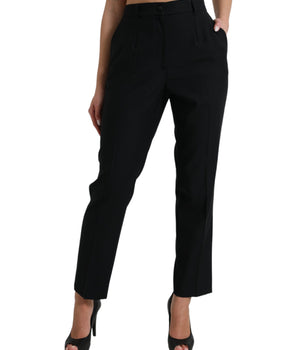 Dolce & Gabbana Black Wool High Waist Straight Pants
