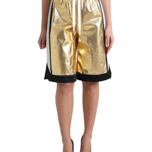 Dolce &amp; Gabbana Elevated Elegance: High Waist Golden Shorts