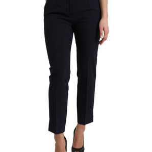 Dolce & Gabbana Elegant Mid Waist Tapered Pants in Blue